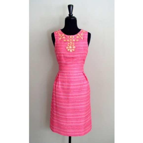 Eliza J Dresses & Skirts - Eliza J. Pink Silk Jeweled Dress Retro 60's Sz 8